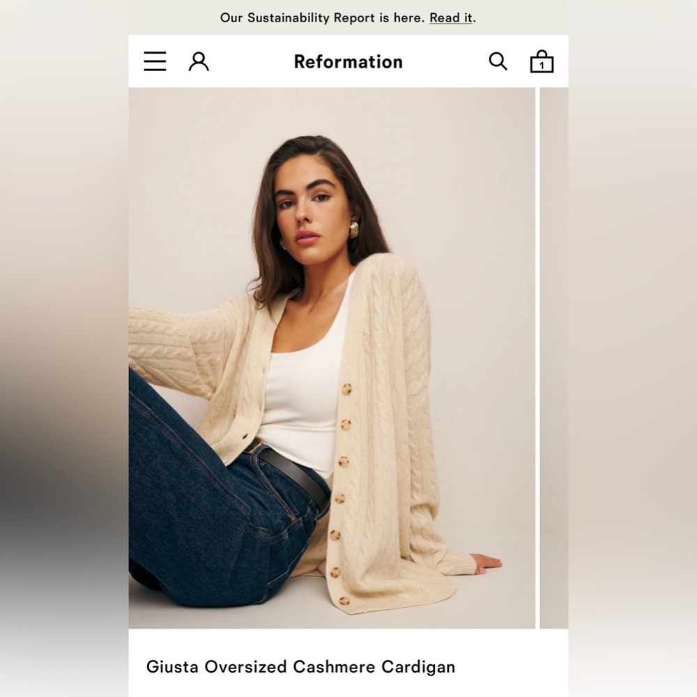 Reformation Giusta Oversized Cashmere Cardigan S